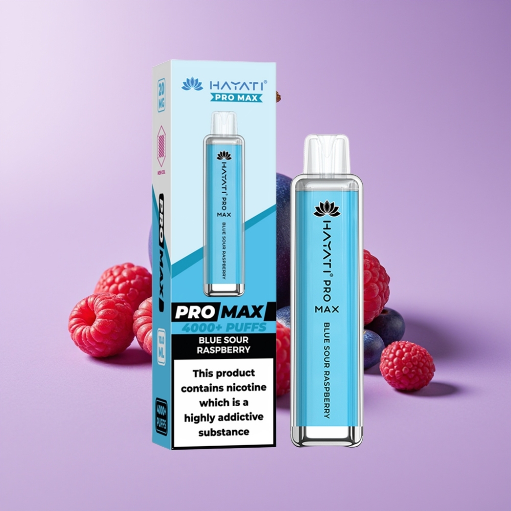 Hayati Pro Max 4000 Puffs Jednorázová E-cigareta Modrá Kyselá Malina a 1400mAh baterie