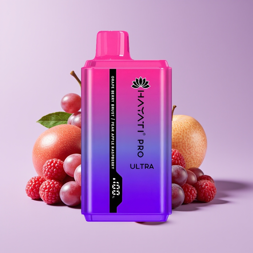 Hayati Pro Ultra 15000 Puffs Disposable Vape Hroznový Bobulový Výbuch Hruška Jablko Malina a 850mAh