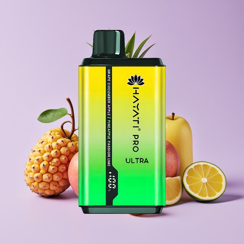 Hayati Pro Ultra 15000 Puffs Disposable Vape Hroznový Okurka Jablko Ananas Passion Lim a 49 příchutí