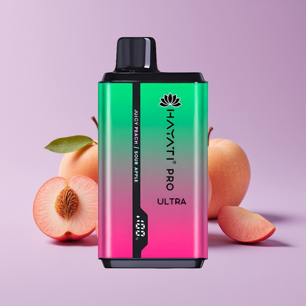 Hayati Pro Ultra 15000 Puffs Disposable Vape Kyselé Jablko Šťavnatá Broskev a 49 příchutí