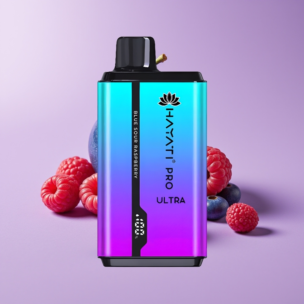 Hayati Pro Ultra 15000 Puffs Disposable Vape Modrá Kyselá Malina a 49 Příchutí