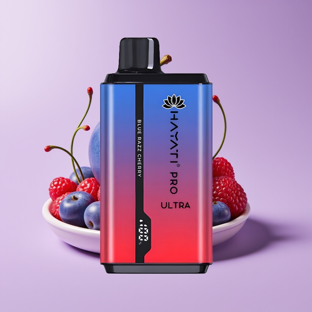 Hayati Pro Ultra 15000 Puffs Disposable Vape Modrá Malina Třešeň a 49 příchutí