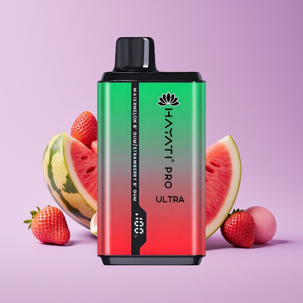 Hayati Pro Ultra 15000 Puffs Disposable Vape Vodní Meloun Žvýkačka Jahodová Žvýkačka a 49 příchutí