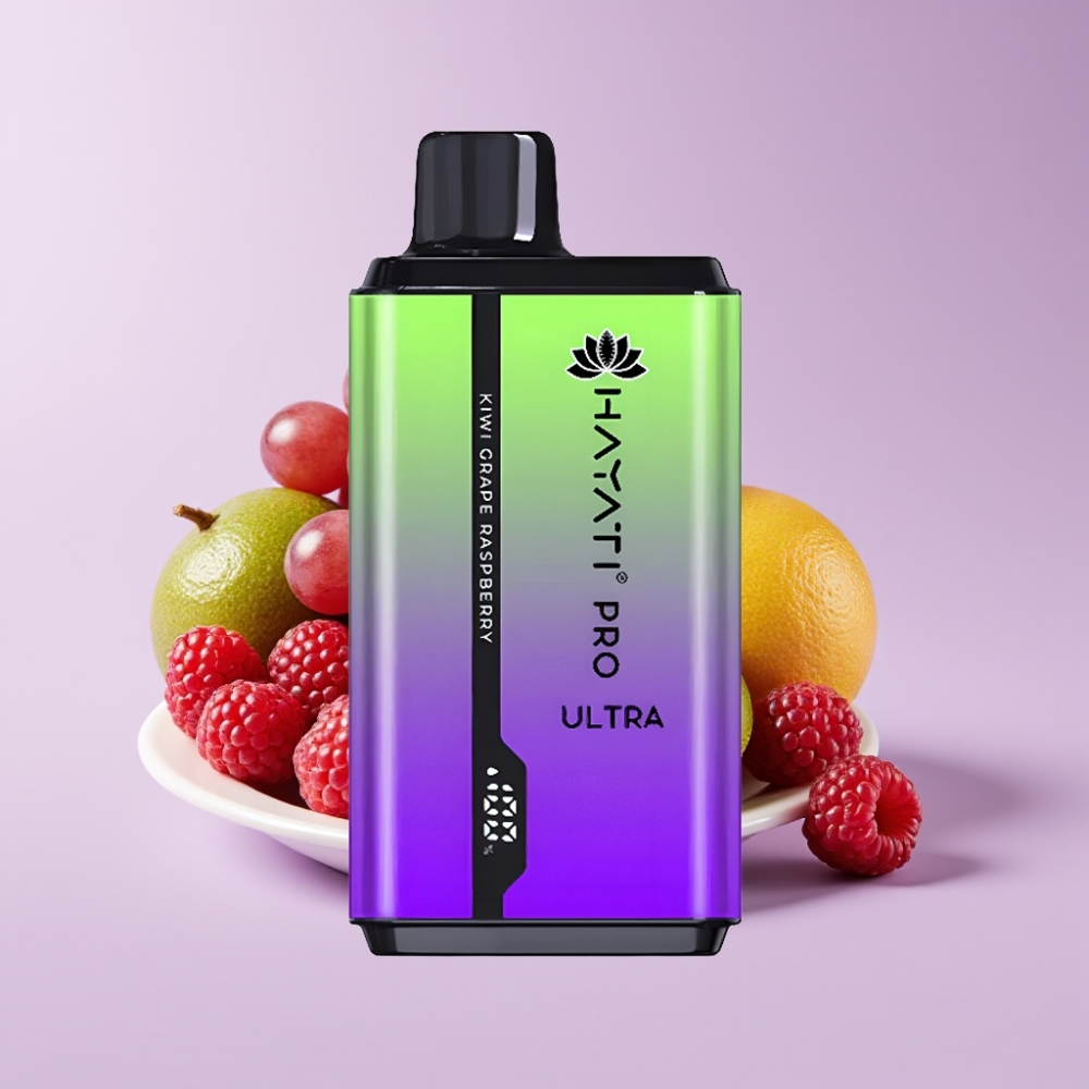 Hayati Pro Ultra 15000 Puffs Jednorázová Vape Kiwi Hroznový Malina a 49 Příchutí