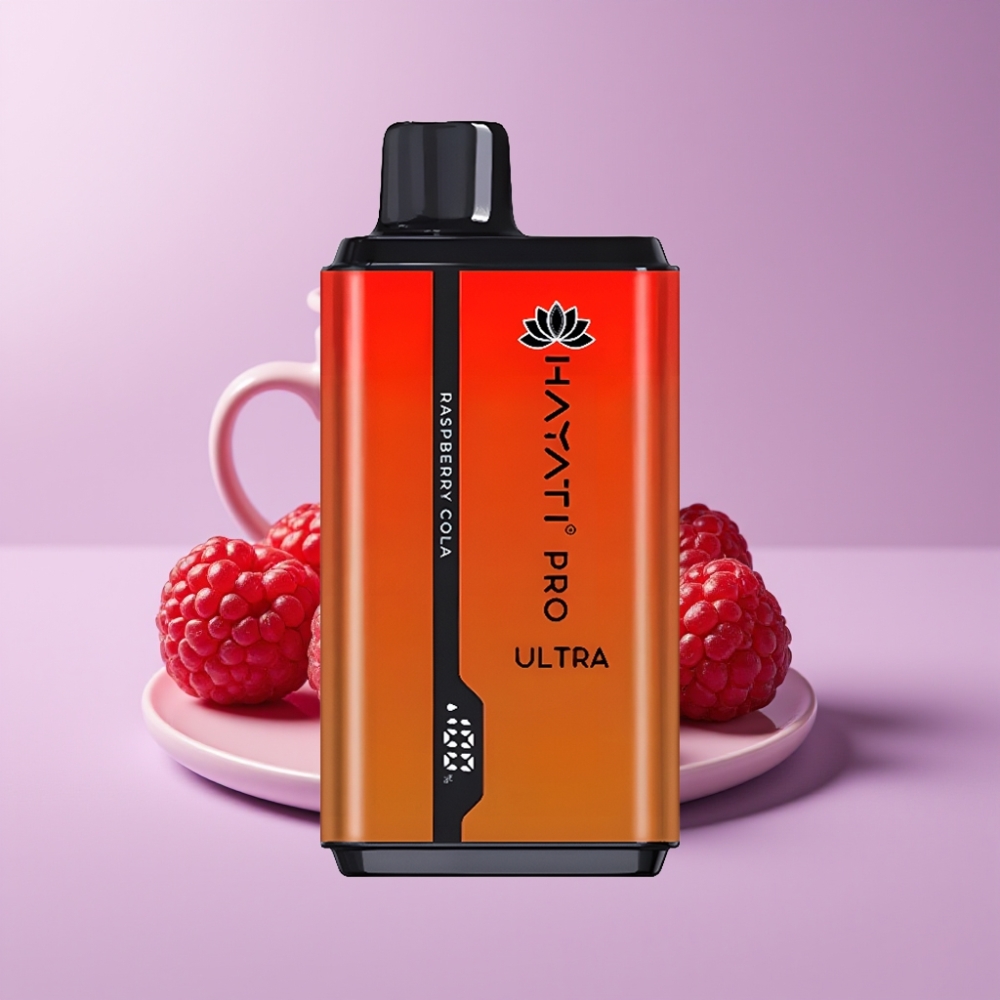 Hayati Pro Ultra 15000 Puffs Jednorázová Vape Malinová Kola s 49 příchutěmi
