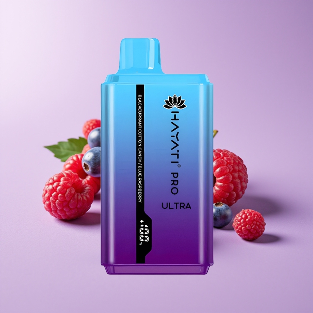 Hayati Pro Ultra 15000 Puffs Jednorázová Vape Černý Rybíz Cukrová Vata Modrá Malina