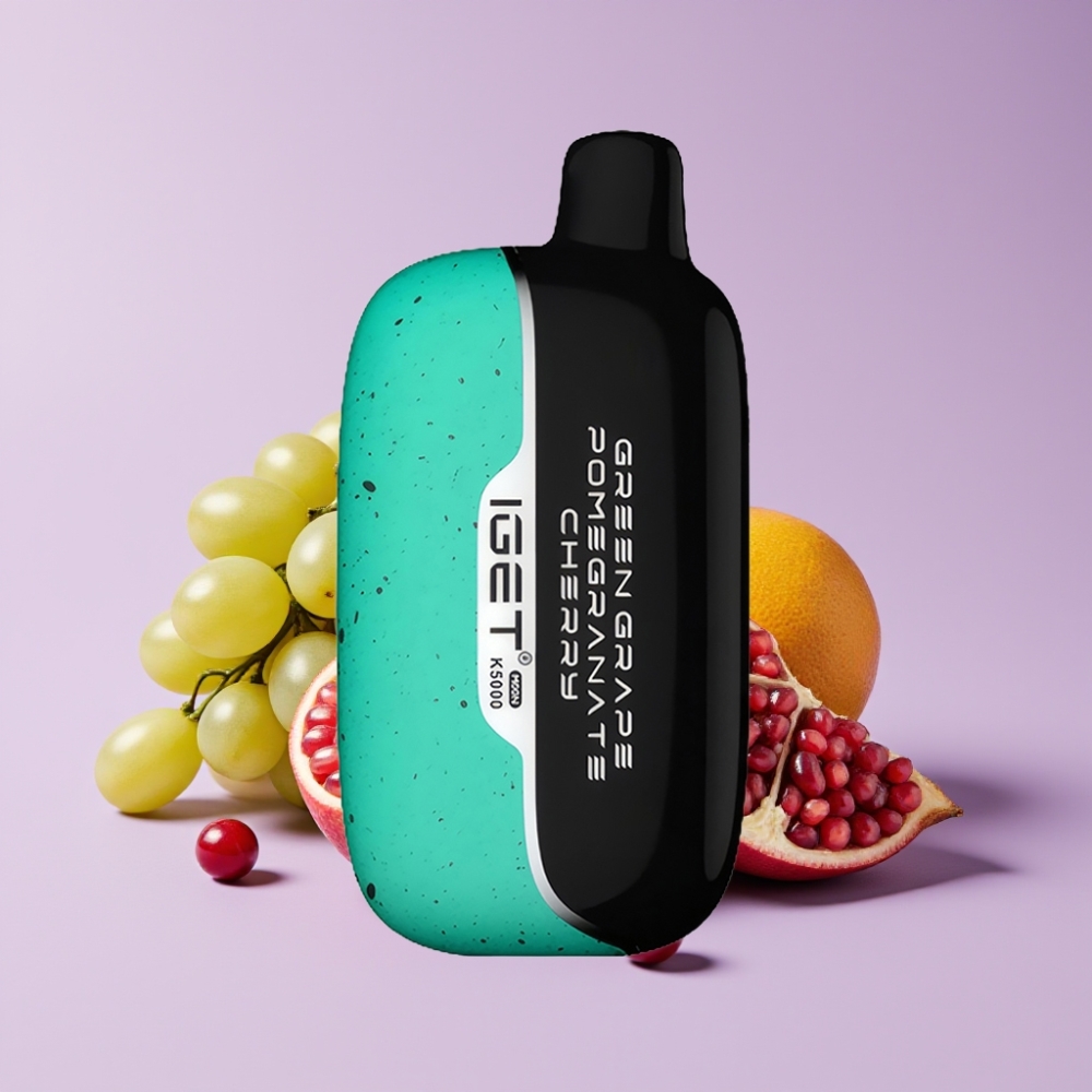 IGET Moon K5000 Puffs Disposable Vape Zelené Hrozno Granátové Jablko Třešeň 81,5 g