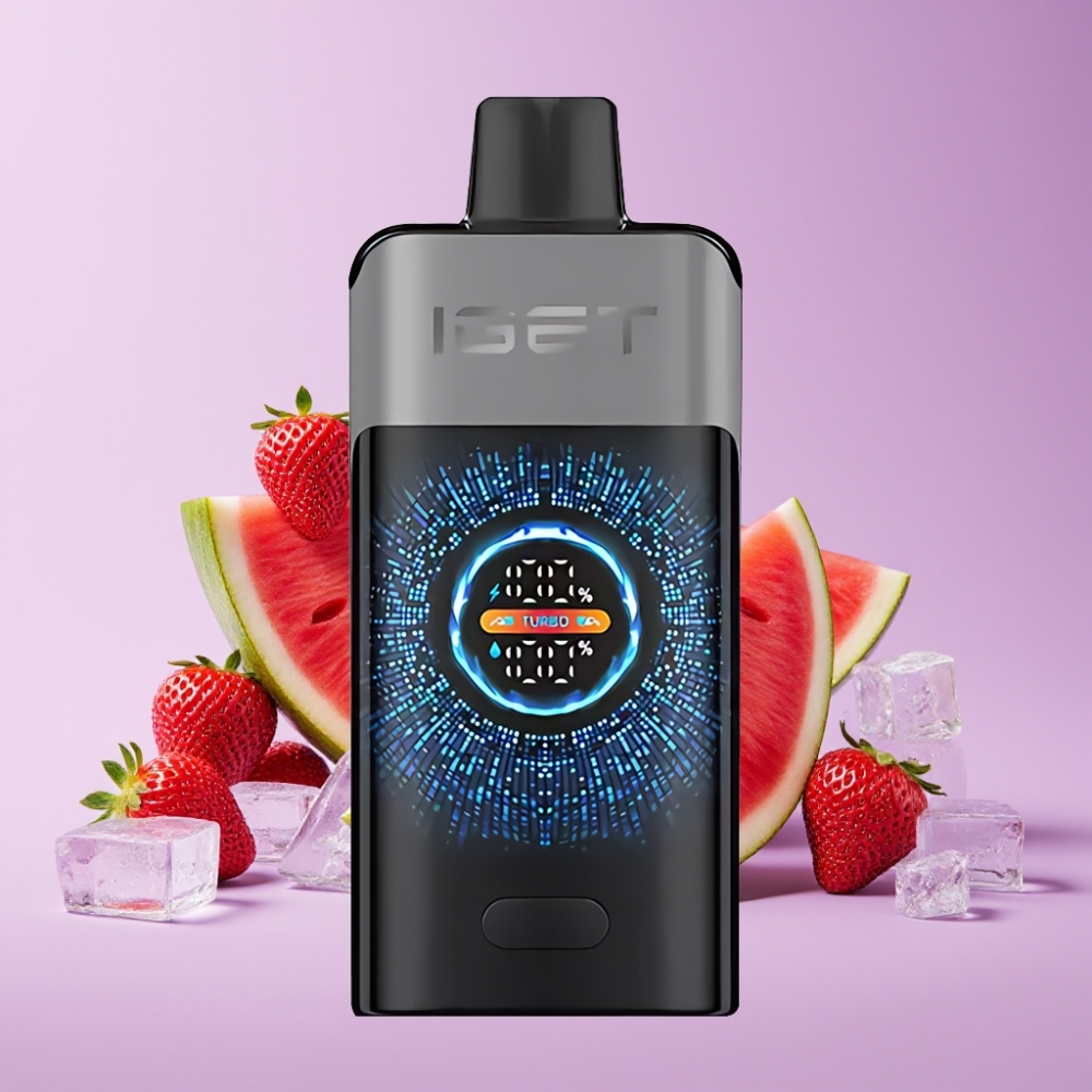 IGET ONE 12000 Puffs Jednorázová Vape Jahoda Vodní Meloun Led s Velkým Zakřiveným Barevným Displejem